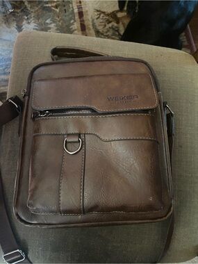 WEIXIER Brown Messenger Bag for Men crossbody shoulder